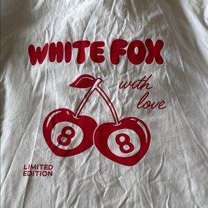 Women's White Fox Tee with Red Print